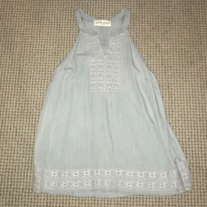 Denim Embroidered Tank Top